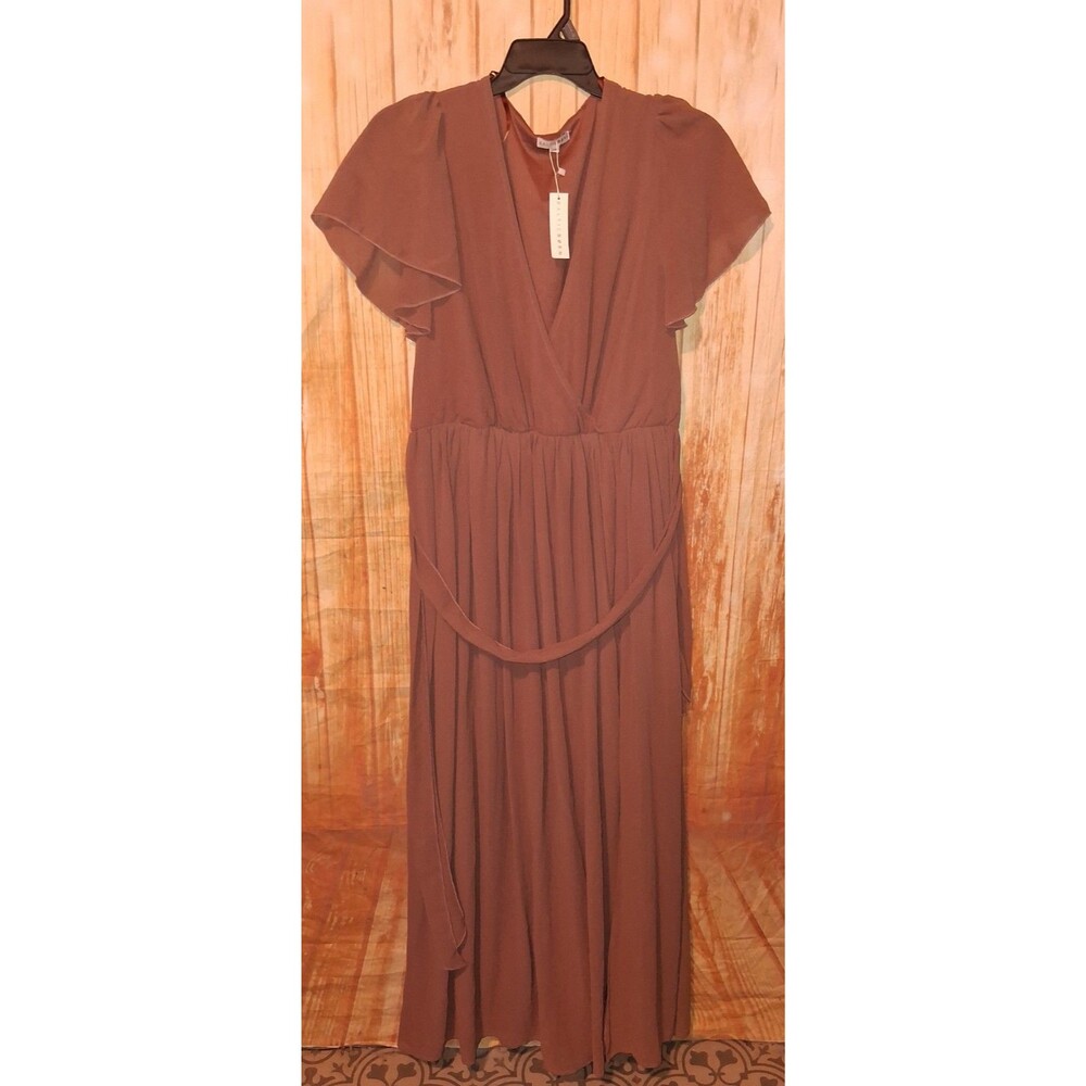 NWT Baltic Born Tan Short Sleeve V-neck Maxi Dress Sz 2XL